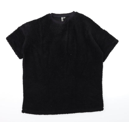 Additional front view of ASOS women’s black fleece jumper, size L