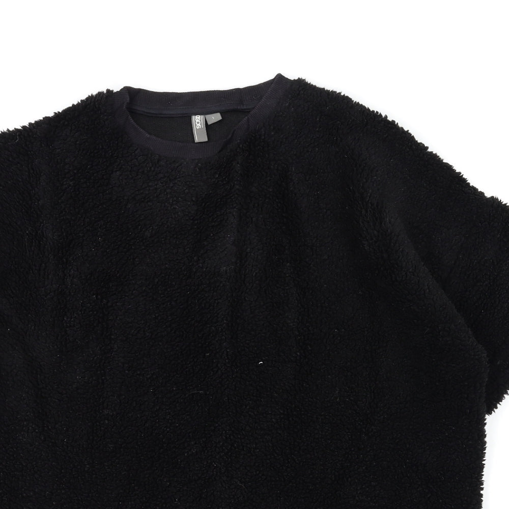 Close-up detail of ASOS women’s black fleece jumper, size L