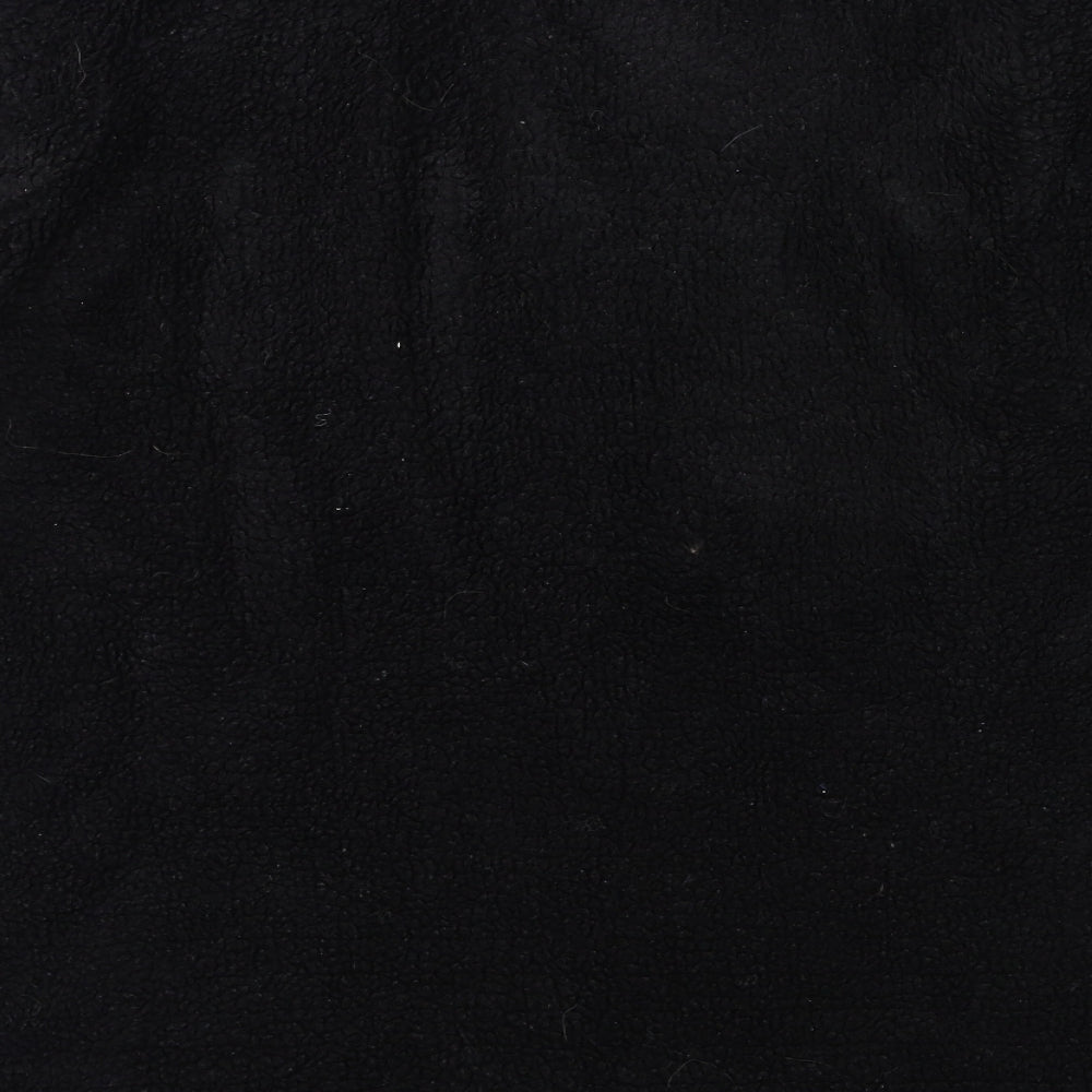 Brand and care label for ASOS women’s black fleece jumper, size L