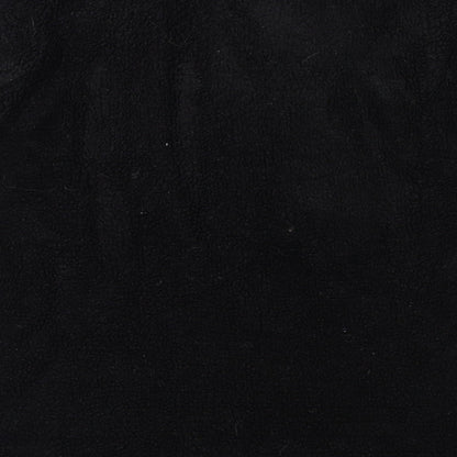 Brand and care label for ASOS women’s black fleece jumper, size L