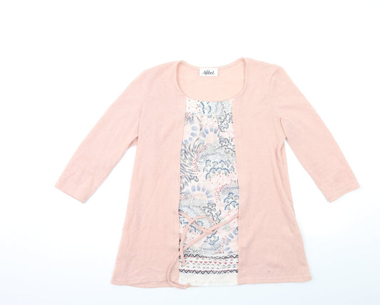 afibel Womens Pink Floral Knit Cardigan Jumper Size 14