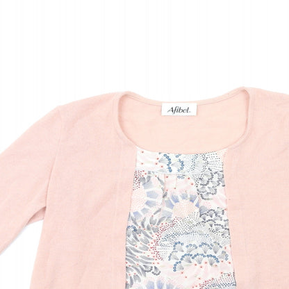 afibel Womens Pink Floral Knit Cardigan Jumper Size 14
