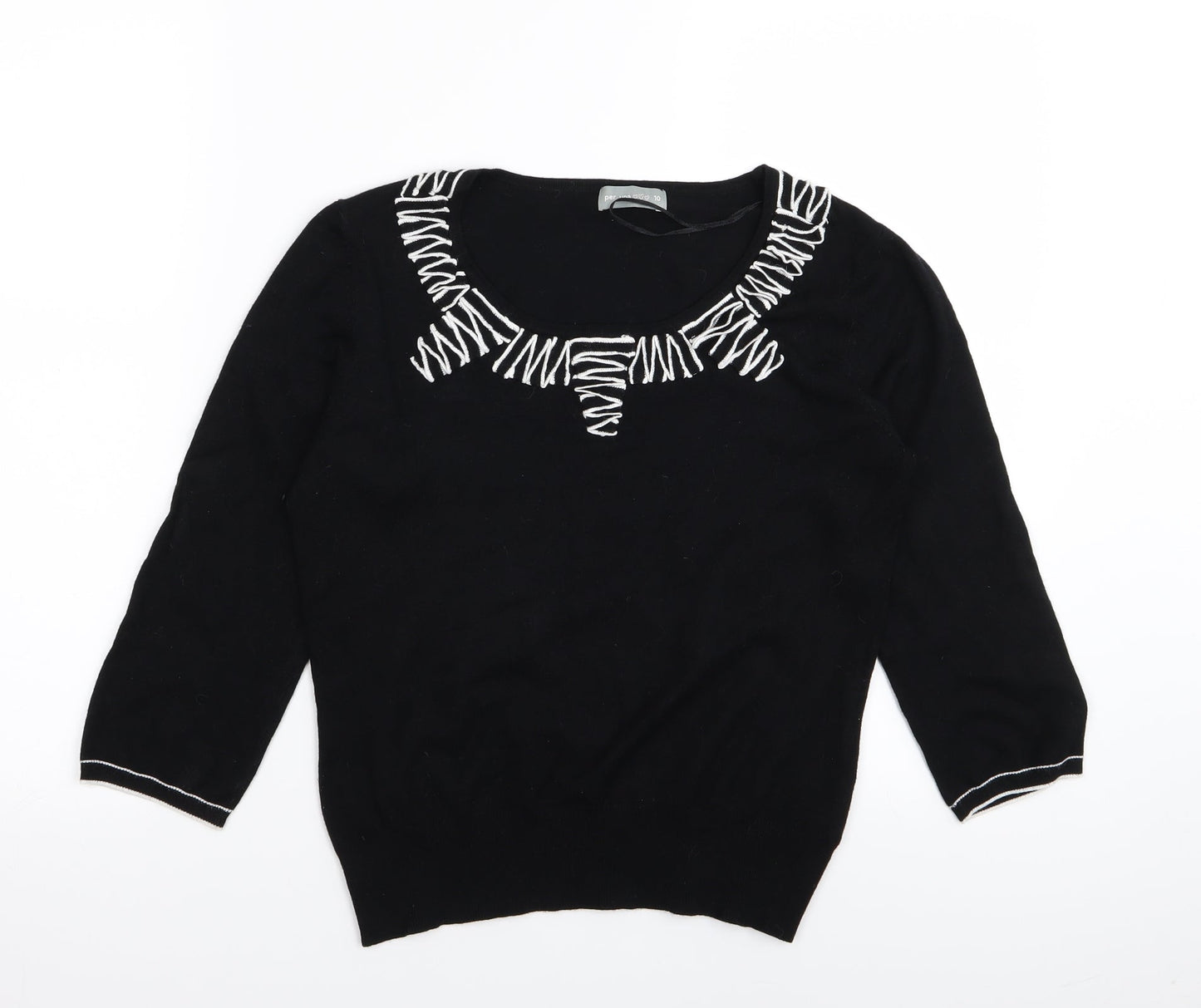 Womens UK Size 10 Per Una Black Basic T-Shirt