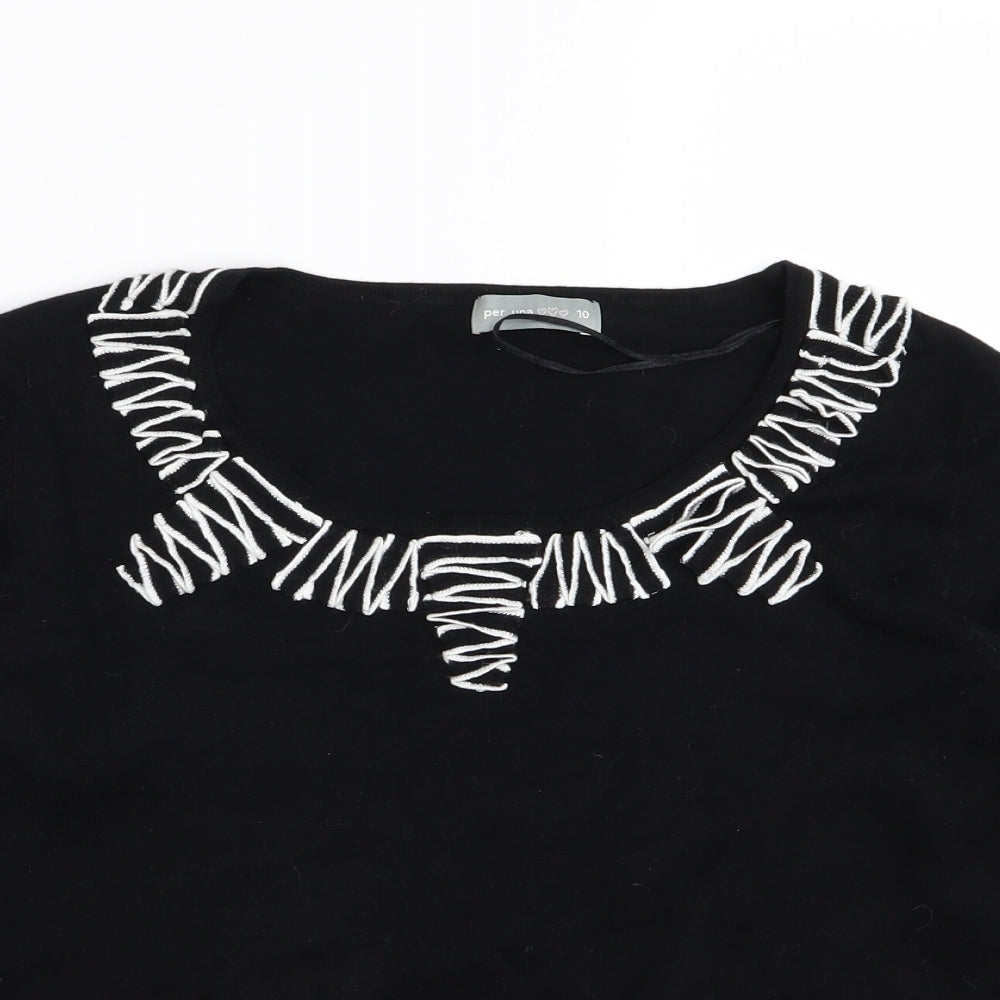 Womens UK Size 10 Per Una Black Basic T-Shirt