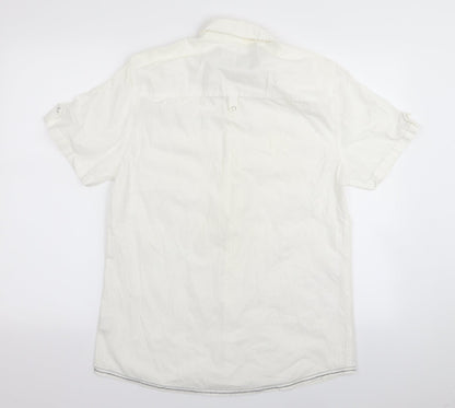 Mens UK Size M Easy White  Button-Up Short Sleeve Casual Shirt