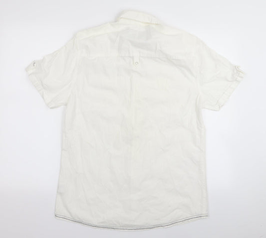 Mens UK Size M Easy White  Button-Up Short Sleeve Casual Shirt