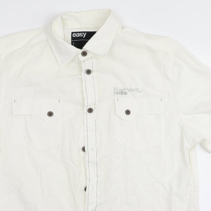 Mens UK Size M Easy White  Button-Up Short Sleeve Casual Shirt