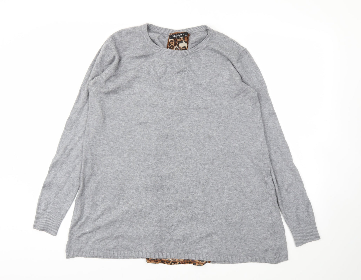 MISSLADY Womens Grey Animal Print  Pullover Jumper Size XL