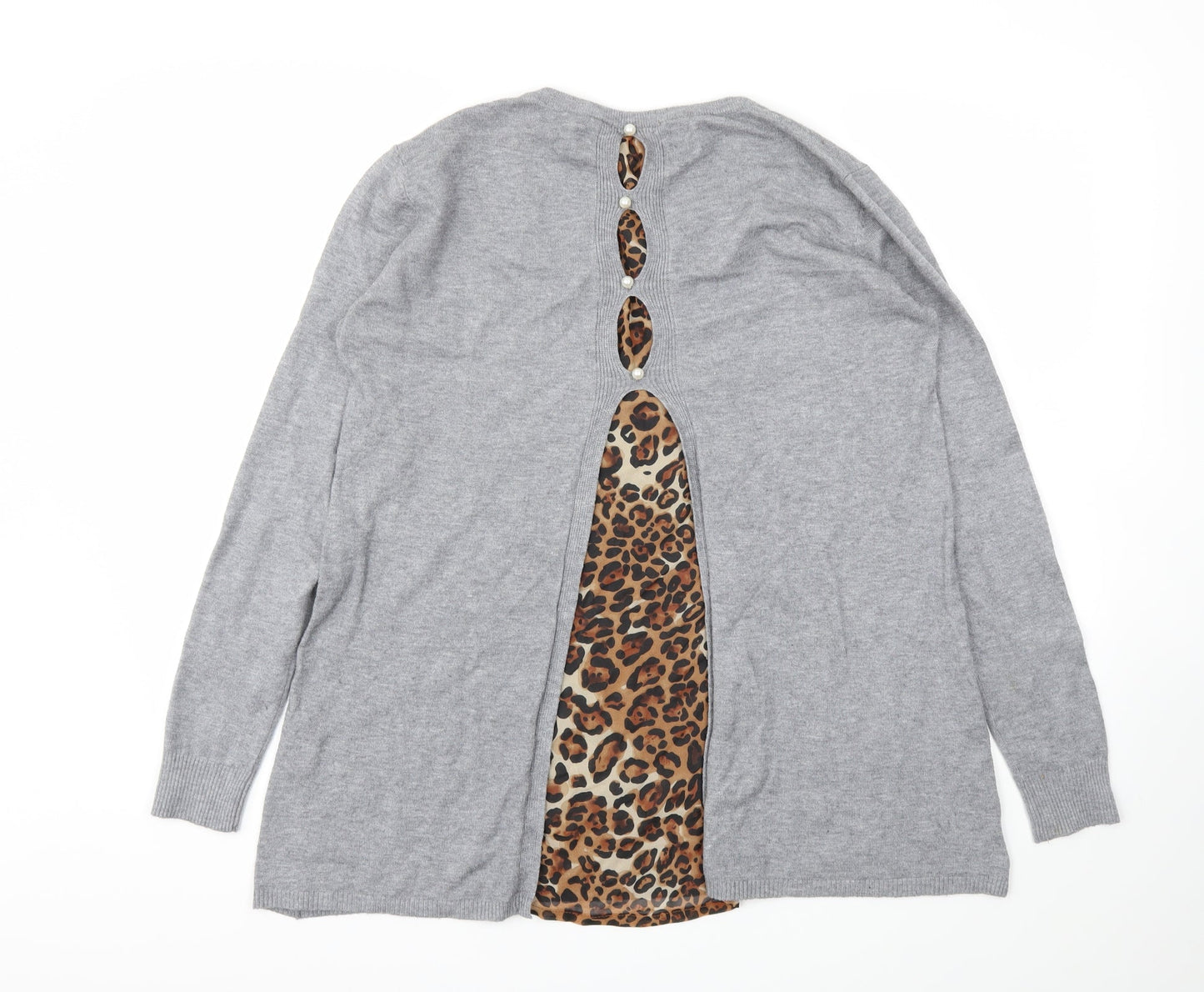 MISSLADY Womens Grey Animal Print  Pullover Jumper Size XL