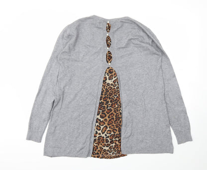 MISSLADY Womens Grey Animal Print  Pullover Jumper Size XL