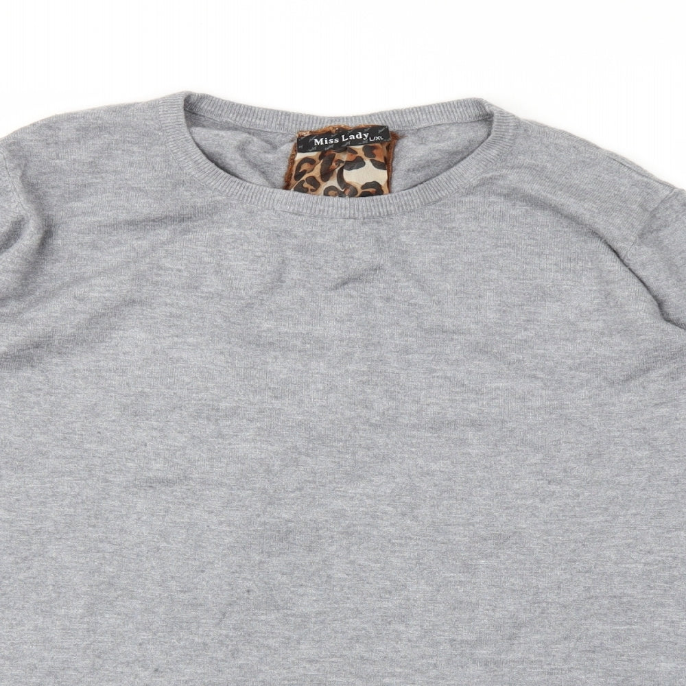 MISSLADY Womens Grey Animal Print  Pullover Jumper Size XL