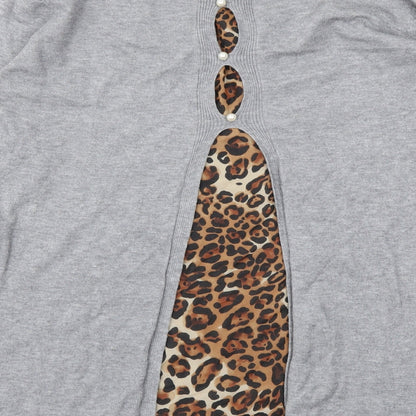 MISSLADY Womens Grey Animal Print  Pullover Jumper Size XL