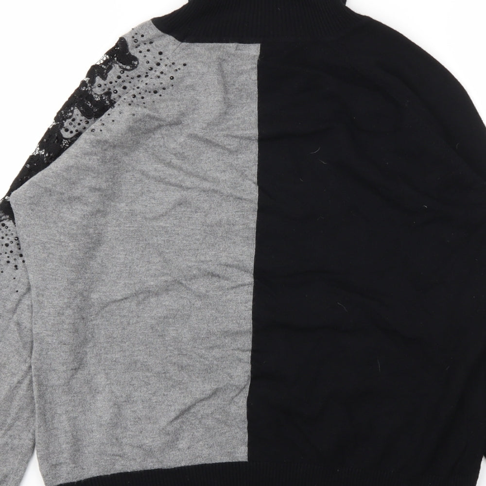 CRISTINA Womens Grey Floral  Pullover Jumper Size XL