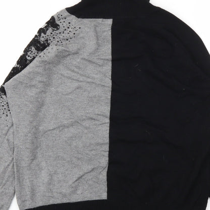 CRISTINA Womens Grey Floral  Pullover Jumper Size XL