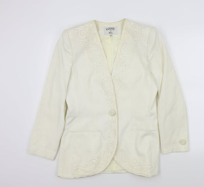 Kasper Womens Beige Colourblock  Jacket Blazer Size 8  - Embroidered