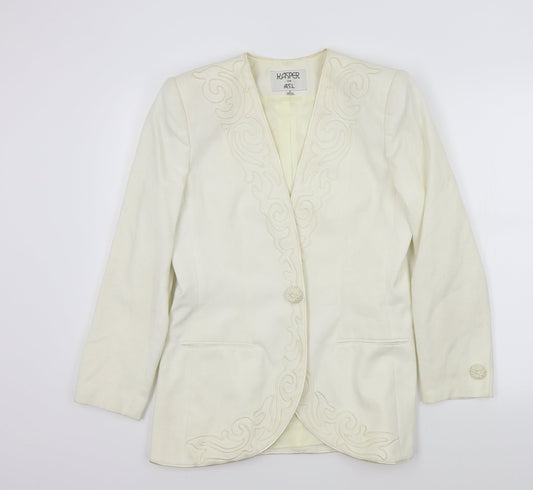 Kasper Womens Beige Colourblock  Jacket Blazer Size 8  - Embroidered