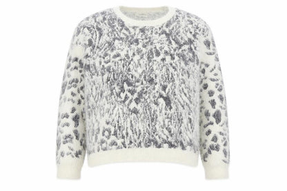 Front view of Papaya women’s beige geometric jumper, size UK 18