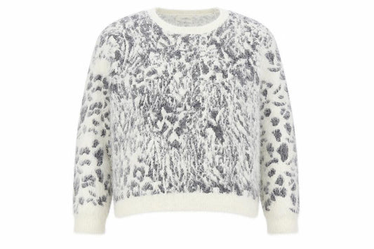 Front view of Papaya women’s beige geometric jumper, size UK 18