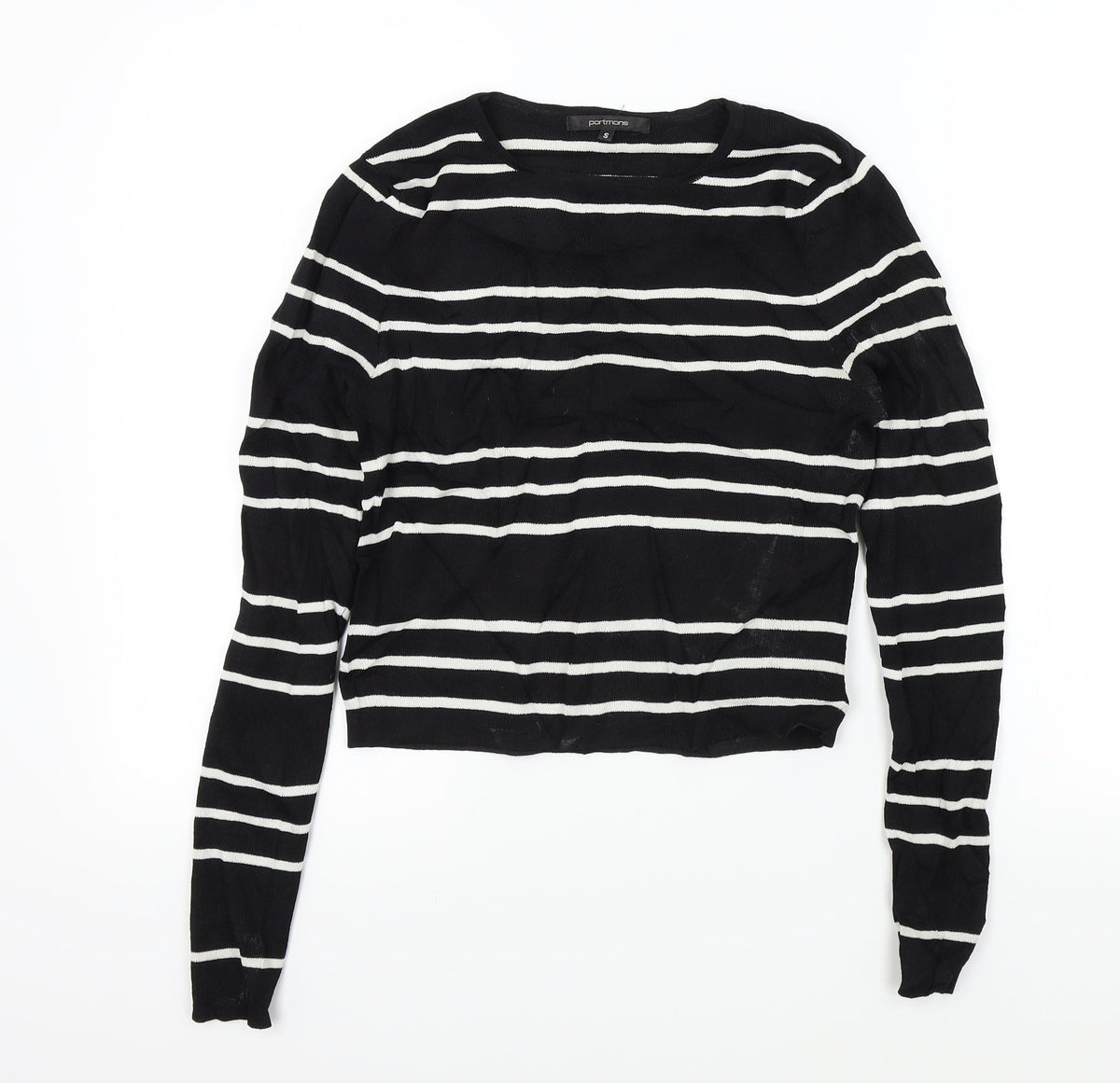 Portmans Womens Black Striped  Pullover Jumper Size S