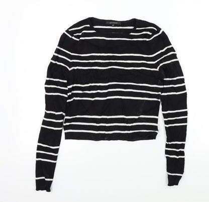 Portmans Womens Black Striped  Pullover Jumper Size S