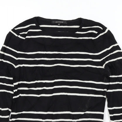 Portmans Womens Black Striped  Pullover Jumper Size S
