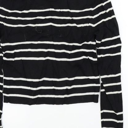 Portmans Womens Black Striped  Pullover Jumper Size S