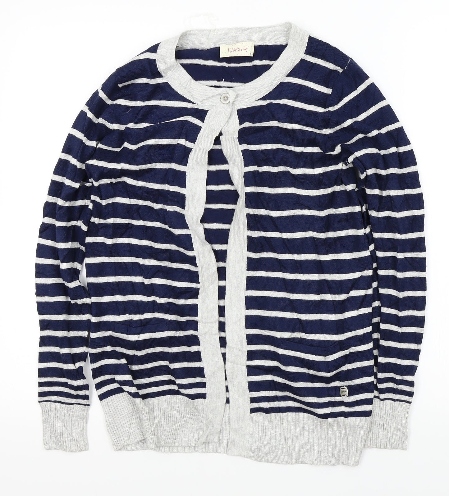 InTown Womens Blue Striped  Cardigan Jumper Size S