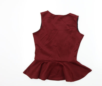 Womens UK Size 12 Vouley Vous Red Basic T-Shirt