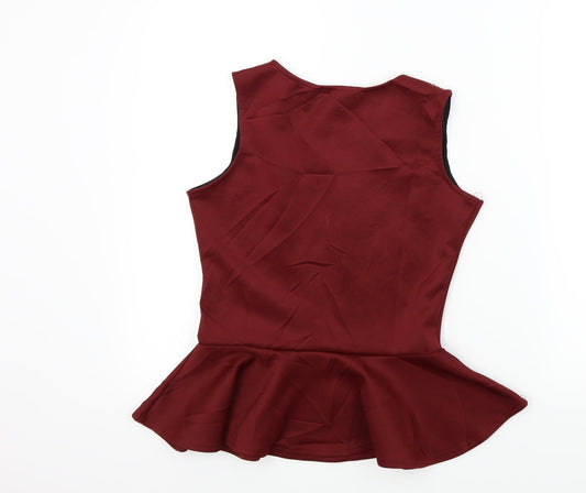 Womens UK Size 12 Vouley Vous Red Basic T-Shirt