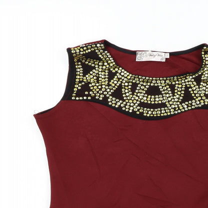 Womens UK Size 12 Vouley Vous Red Basic T-Shirt