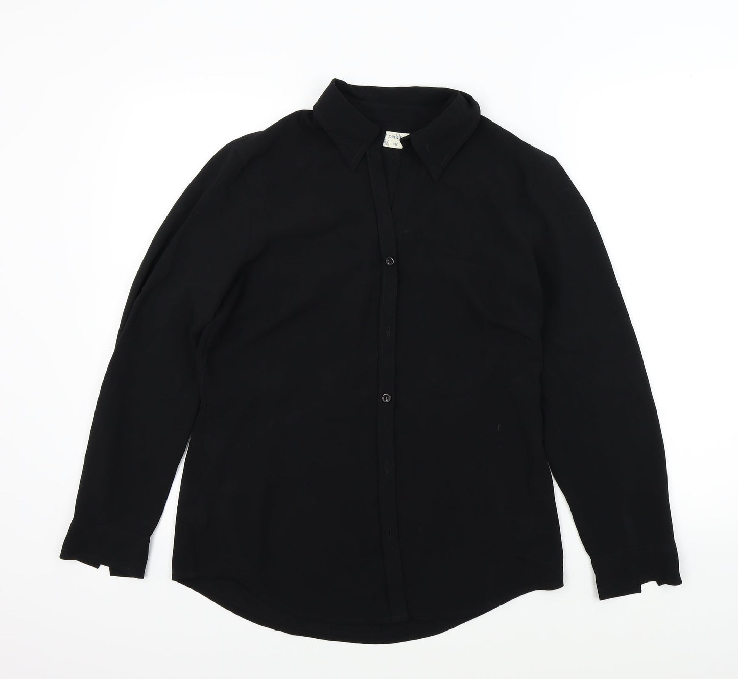 Womens UK Size 12 Dorothy Perkins Black Basic Button-Up
