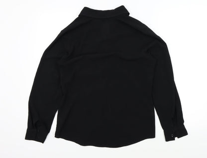 Womens UK Size 12 Dorothy Perkins Black Basic Button-Up