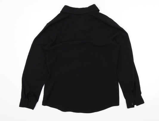 Womens UK Size 12 Dorothy Perkins Black Basic Button-Up