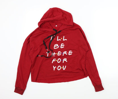 Preworn Girls Red Colourblock  Pullover Hoodie Size S