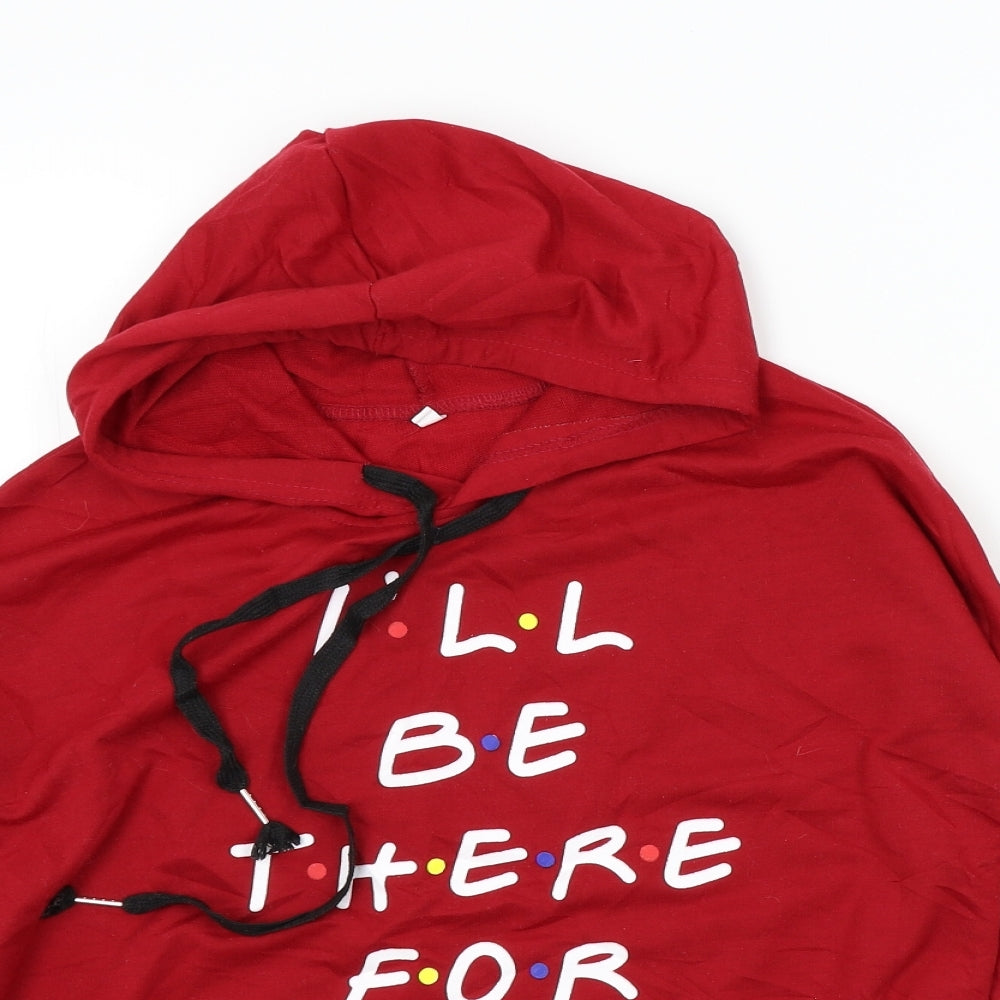 Preworn Girls Red Colourblock  Pullover Hoodie Size S