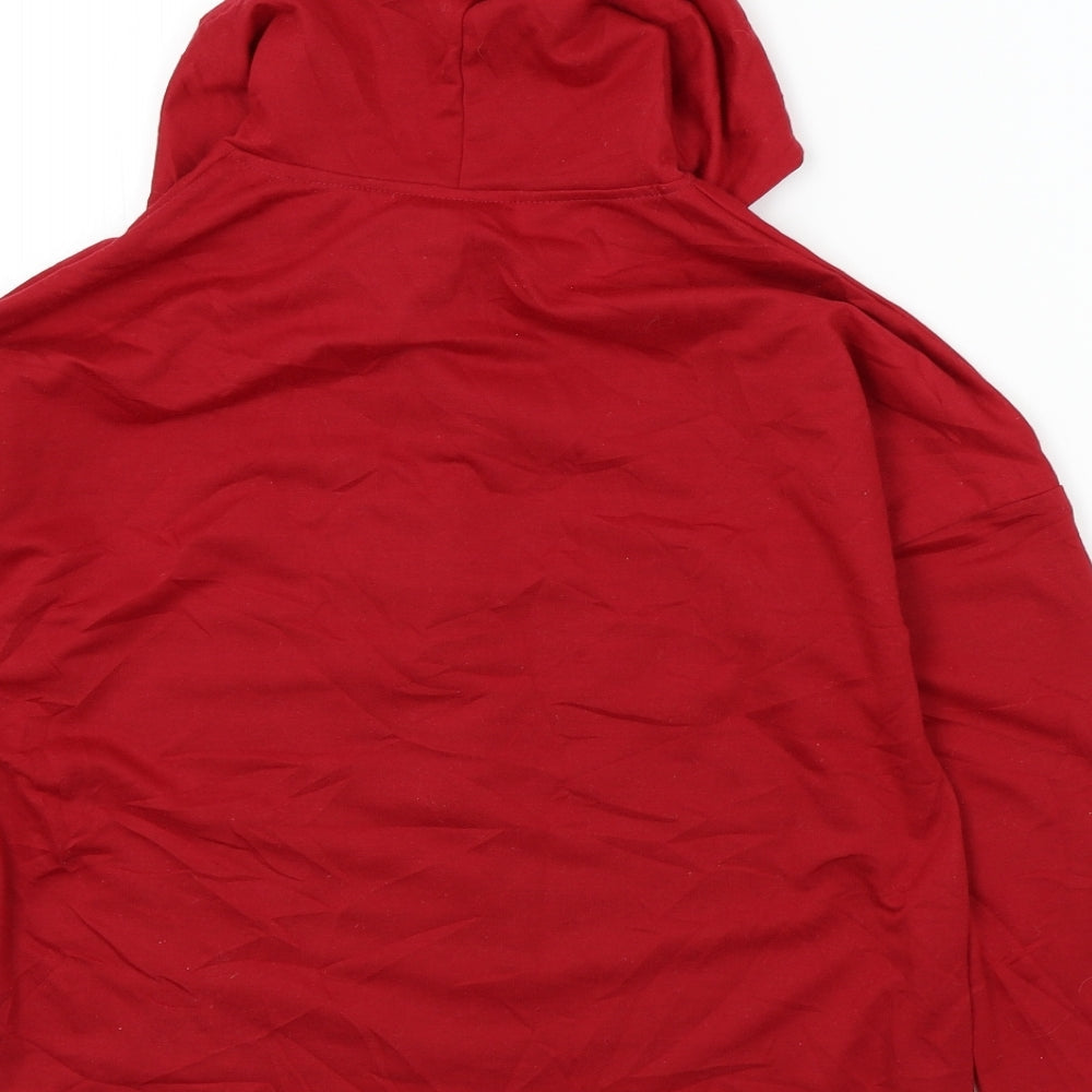 Preworn Girls Red Colourblock  Pullover Hoodie Size S