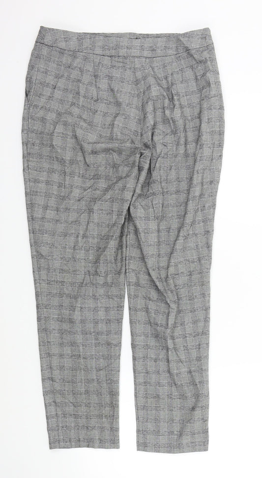 New Look Womens Grey Check  Trousers  Size 10 L25 in