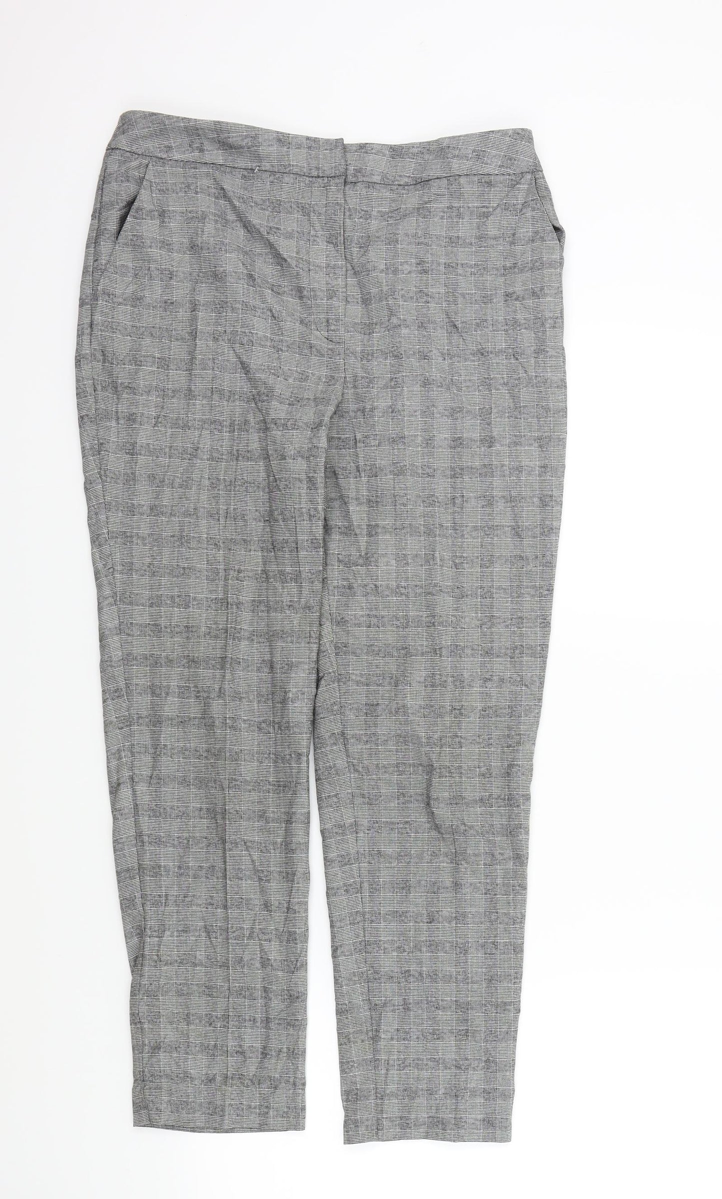 New Look Womens Grey Check  Trousers  Size 10 L25 in