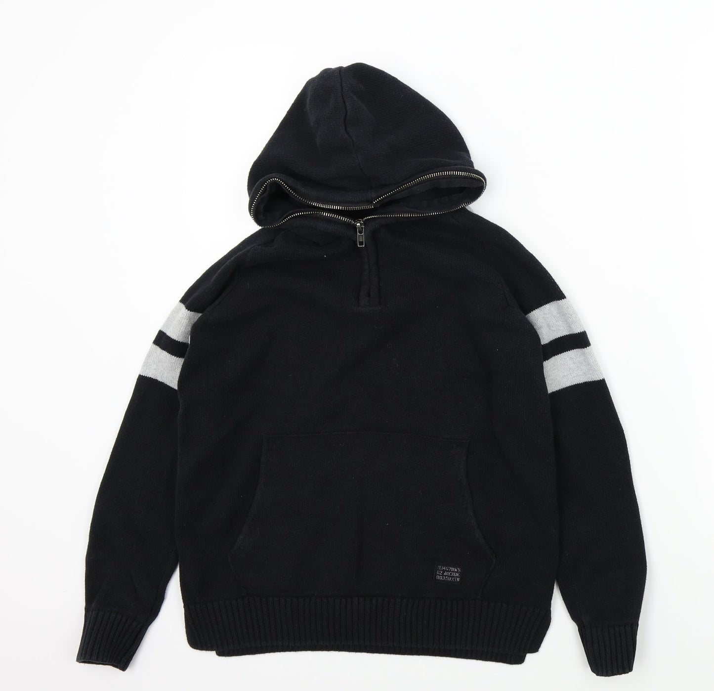 H&M Boys Black Colourblock  Pullover Hoodie Size 11-12 Years