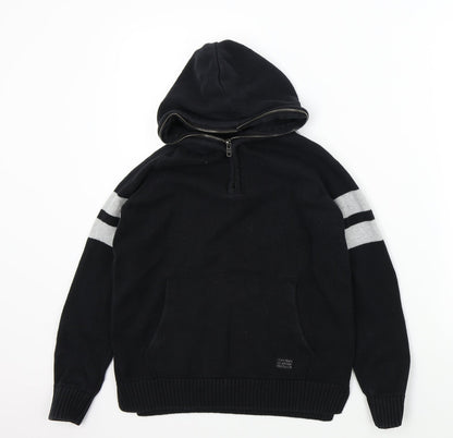 H&M Boys Black Colourblock  Pullover Hoodie Size 11-12 Years