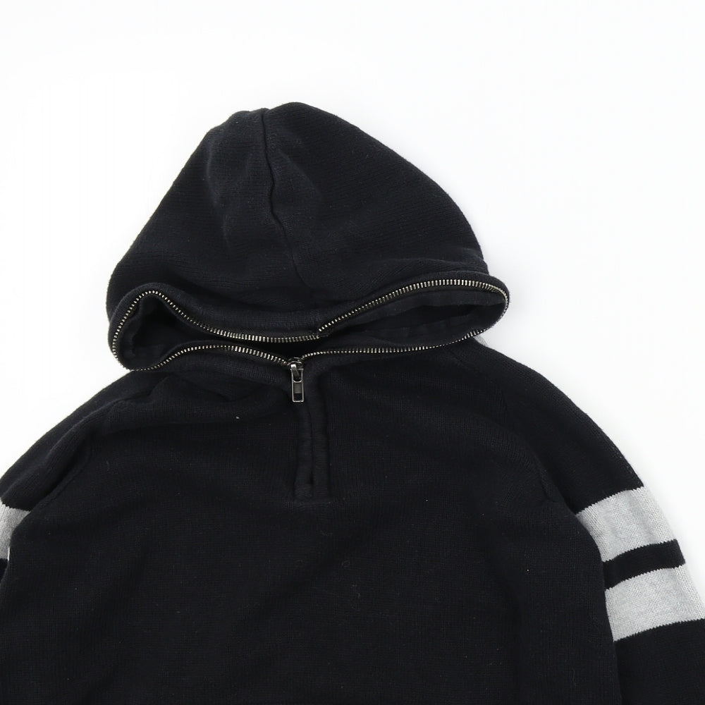 H&M Boys Black Colourblock  Pullover Hoodie Size 11-12 Years