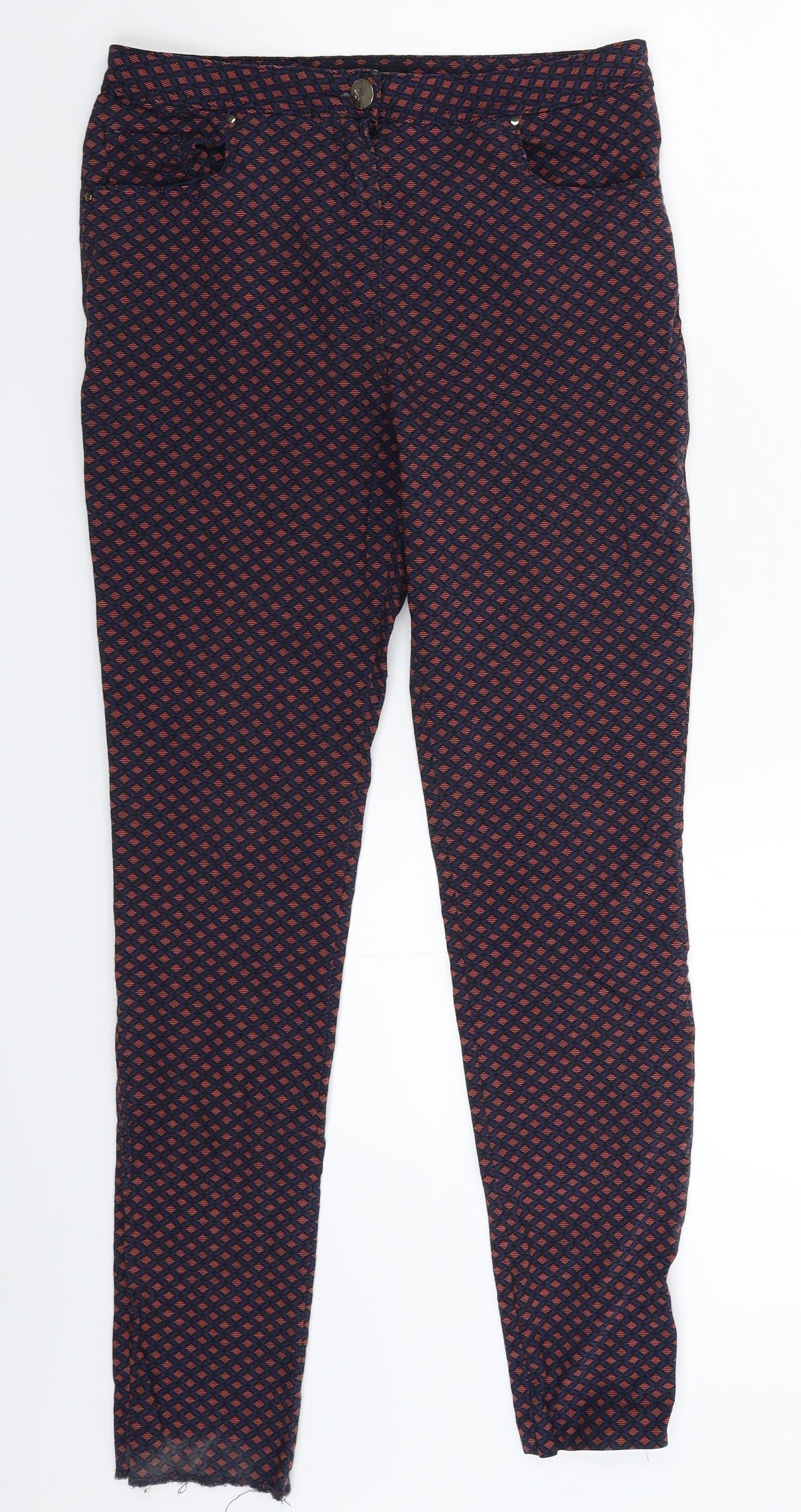 F&F Womens Blue Geometric  Trousers  Size 10 L29 in