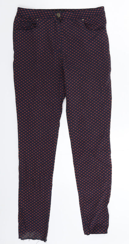 F&F Womens Blue Geometric  Trousers  Size 10 L29 in