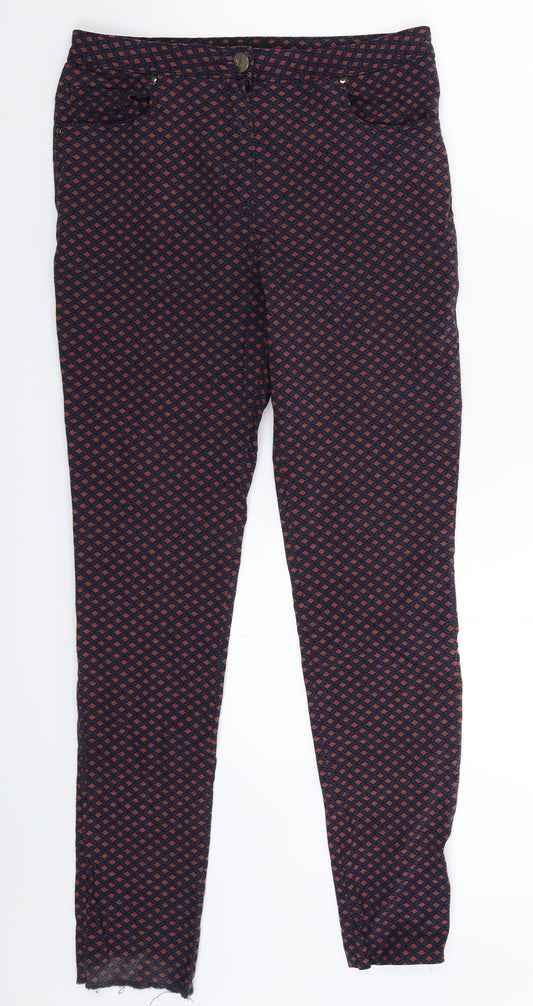 F&F Womens Blue Geometric  Trousers  Size 10 L29 in