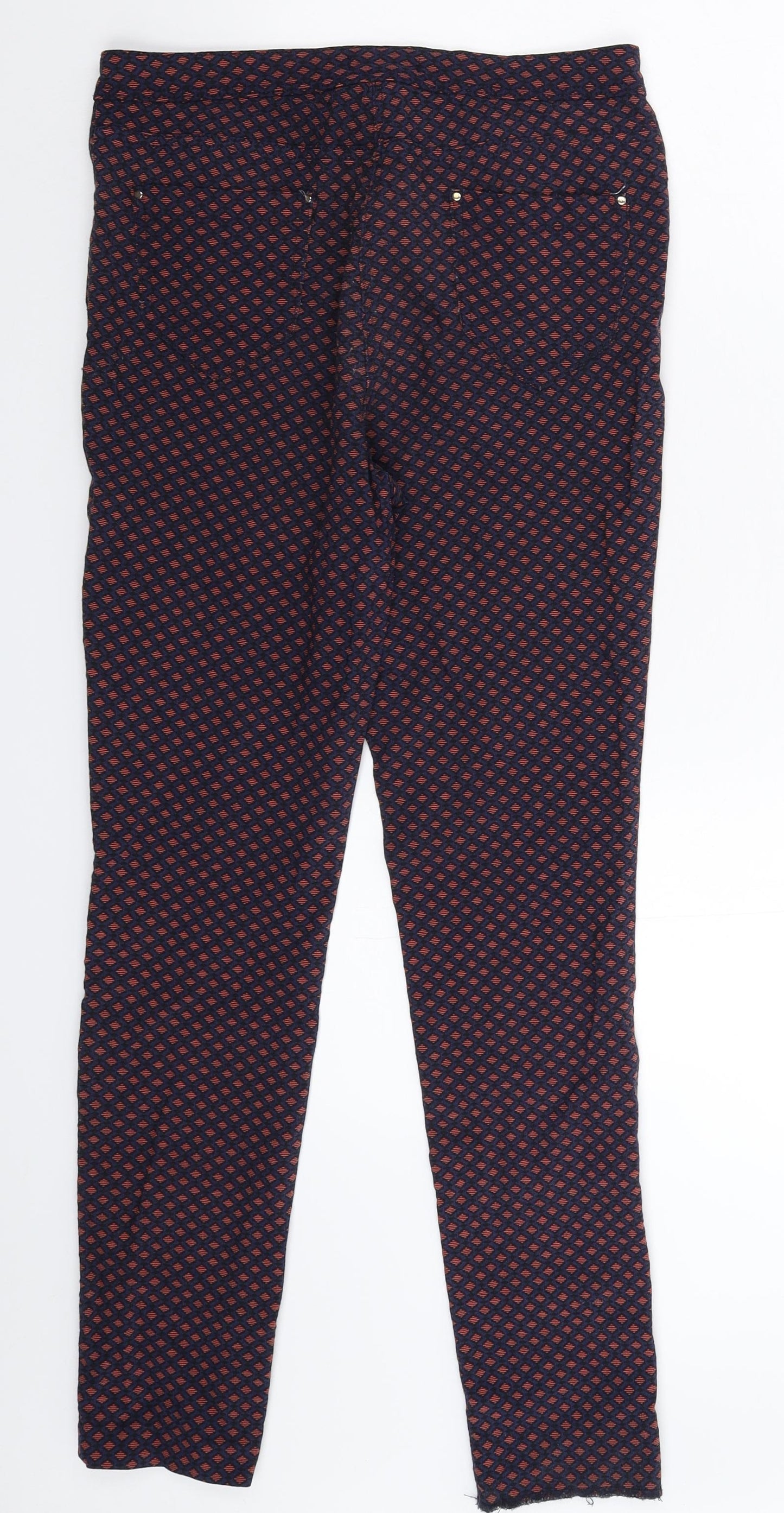 F&F Womens Blue Geometric  Trousers  Size 10 L29 in