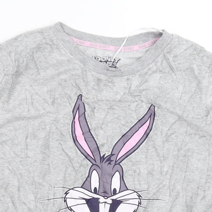 Primark Womens Grey Solid Fleece Top Pyjama Top Size 8  - Looney Tunes