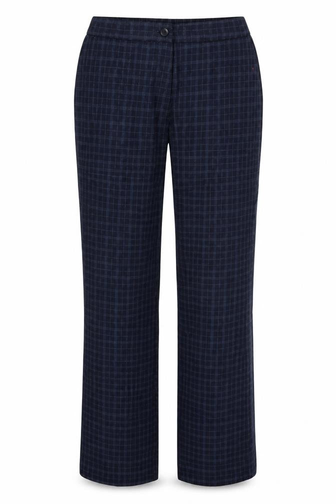 Marks & Spencer Womens Blue Check  Trousers  Size 14 L28 in