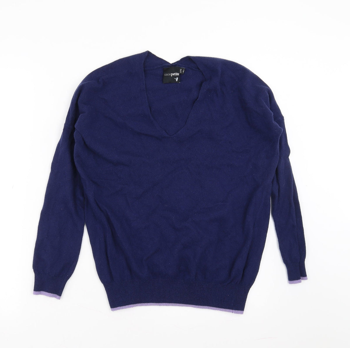 Additional front view of ASOS women’s blue jumper, size UK 8