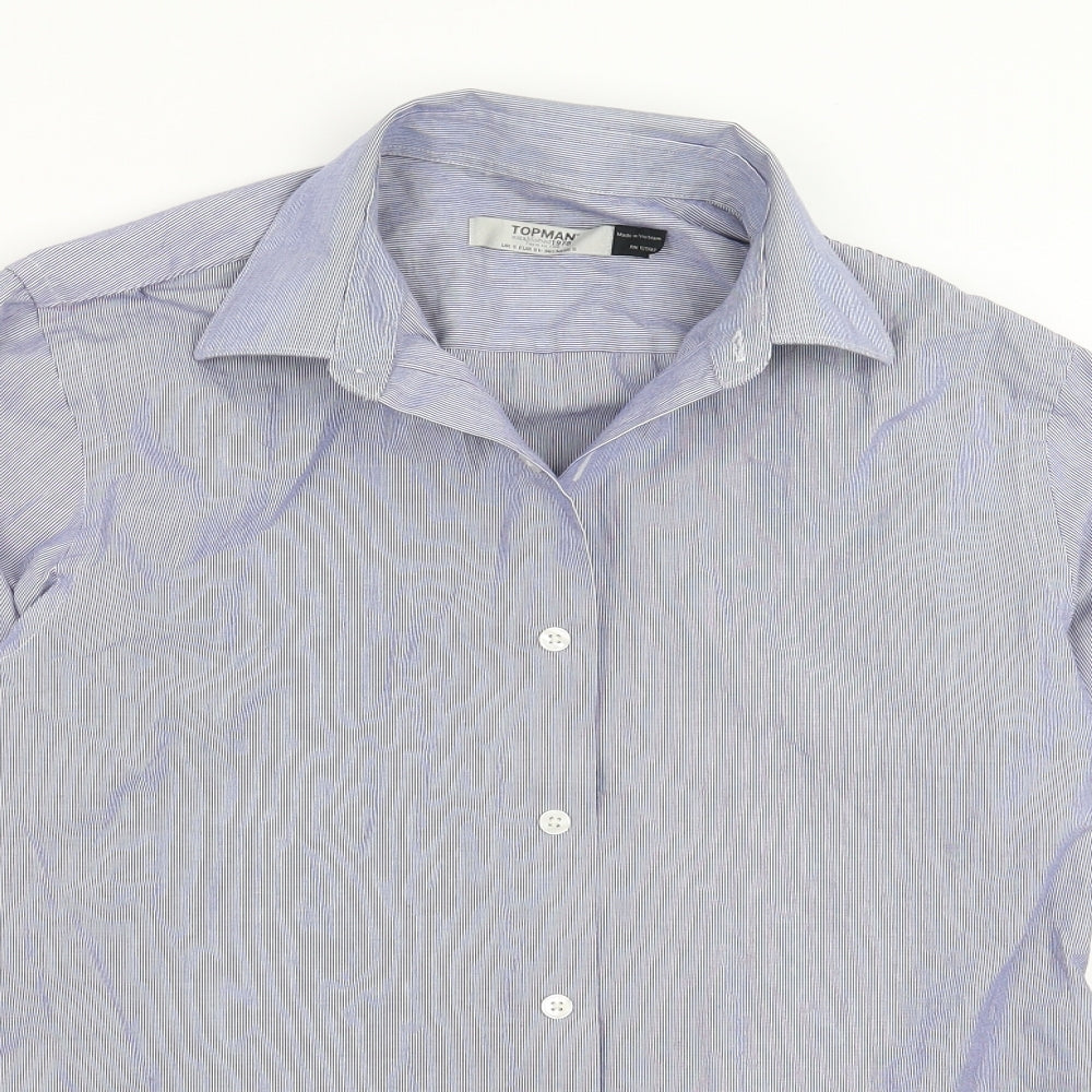 Topman Mens Blue Striped   Button-Up Size S