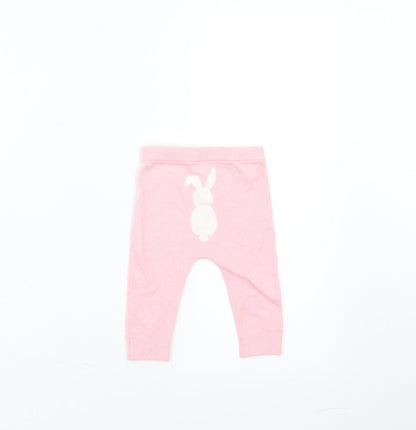 Little Nutmeg Girls Pink   Jogger Trousers Size 3-6 Months  - rabbit